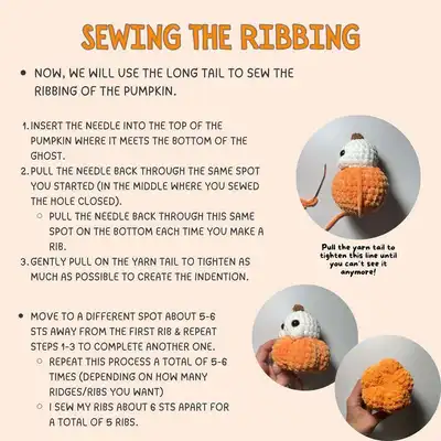 Ghost in Pumpkin Amigurumi Pattern step 3 - details and accessories