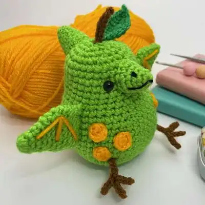 Pearodactyl Amigurumi Pattern step 1 - construction progress