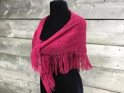 Paris At Night Shawl Pattern step 2 - assembly progress