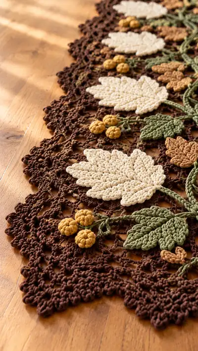 Autumn Leaves Table Runner Pattern step 2 - assembly progress