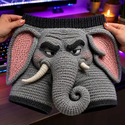 Sussy Elephant Big Trunk Crochet Men Boxers Pattern step 4 - final assembly and finishing