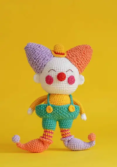 Circus Clown Amigurumi Pattern step 1 - construction progress