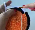 Nemo the Clown Fish Amigurumi Pattern step 2 - assembly progress