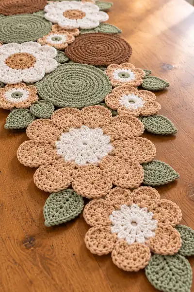 Botanical Blossom Table Runner Pattern step 2 - assembly progress