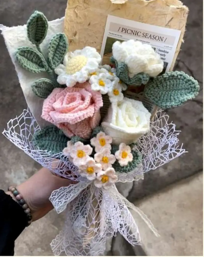 Free crochet pattern: Flower bouquet C crochet Pattern - Beginner Friendly level tutorial