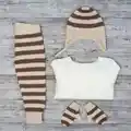 Adrian Striped Baby Pants Knitting Pattern step 2 - assembly progress
