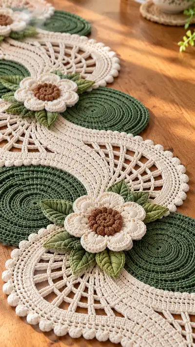 Botanical Table Runner Pattern step 2 - assembly progress