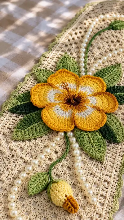 Vintage Floral Table Runner Pattern step 2 - assembly progress