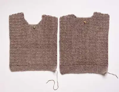 Textured Ribbed Sweater Pattern step 2 - assembly progress
