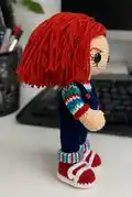 Scary Chucky Doll Amigurumi Pattern step 2 - assembly progress