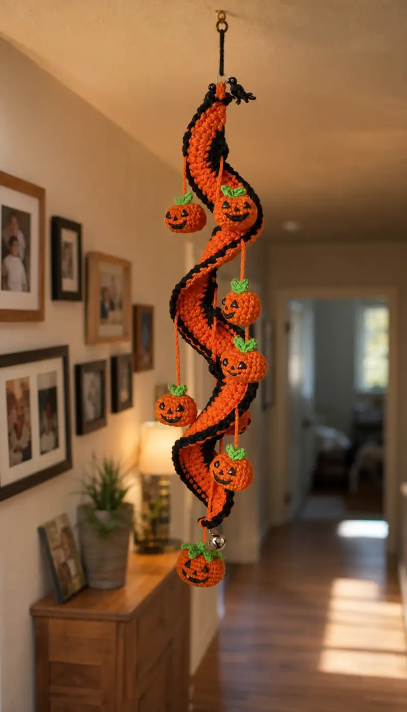 Free crochet pattern: Spiral Halloween Pumpkin Garland Pattern - Intermediate level tutorial