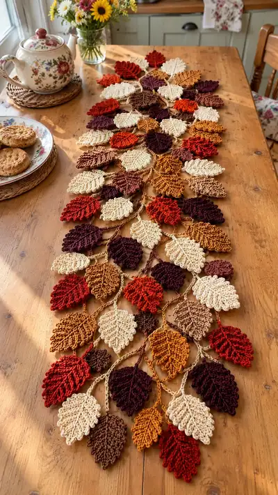 Autumn Leaves Runner Pattern step 1 - construction progress