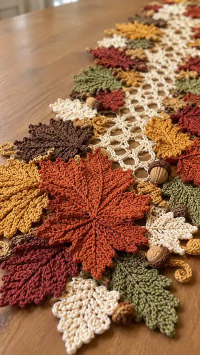 Autumn Leaves Table Runner Pattern step 2 - assembly progress