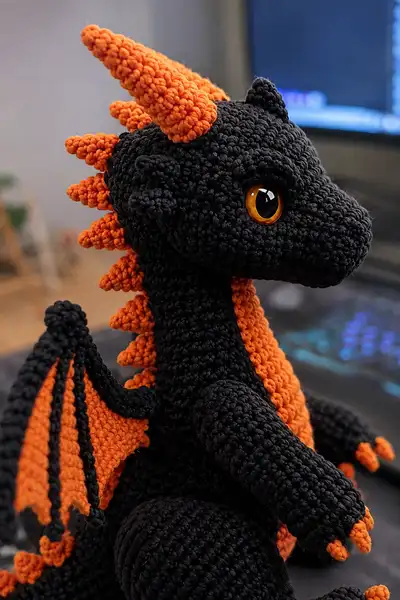 Big Halloween Dragon Amigurumi Pattern step 2 - assembly progress