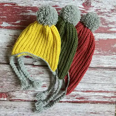 Oak Grove Earflap Hat Pattern step 1 - construction progress