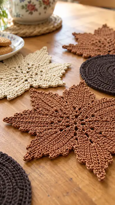 Autumn Leaf & Round Placemat Table Runner Pattern step 2 - assembly progress