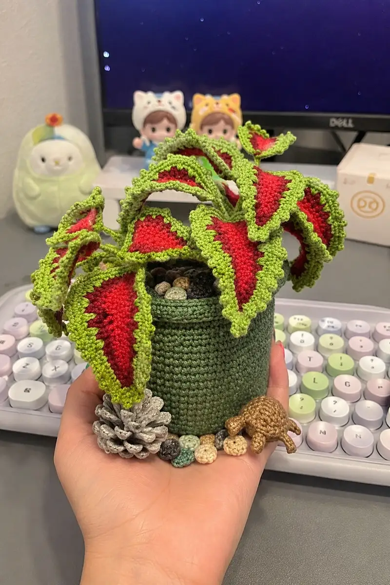 Coleus Plant Halloween Spooky Amigurumi Pattern crochet pattern - detailed view of completed project