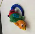 Clyde the Chameleon Amigurumi Pattern step 2 - assembly progress