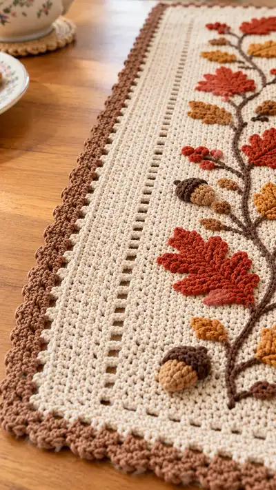 Autumn Leaves Table Runner Pattern step 2 - assembly progress