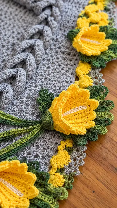 Sunlit Tulip Table Runner Pattern step 2 - assembly progress