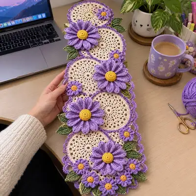 Lavender Daisy Table Runner Pattern step 1 - construction progress