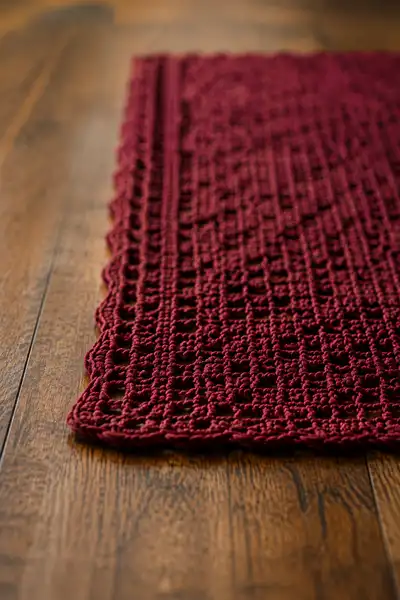 Royal Damask Filet Crochet Table Runner Pattern step 2 - assembly progress