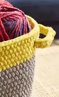 Dip Edge Crochet Basket Pattern step 2 - assembly progress