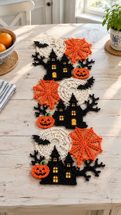 Spooky Halloween Table Runner Pattern step 1 - construction progress