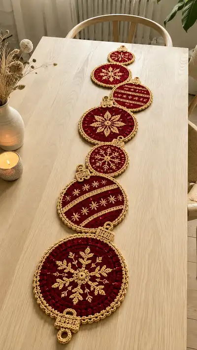 Festive Ornament Table Runner Pattern step 1 - construction progress