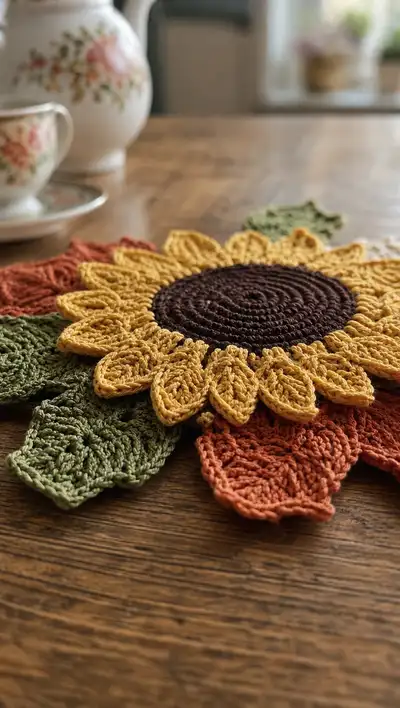 Sunflower Table Runner Pattern step 2 - assembly progress