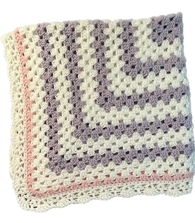 Free Beginner Friendly crochet pattern: Granny Square Baby Blanket with shell boarder Pattern - Easy to follow tutorial