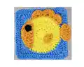 Fish Granny Square Crochet Pattern step 1 - construction progress