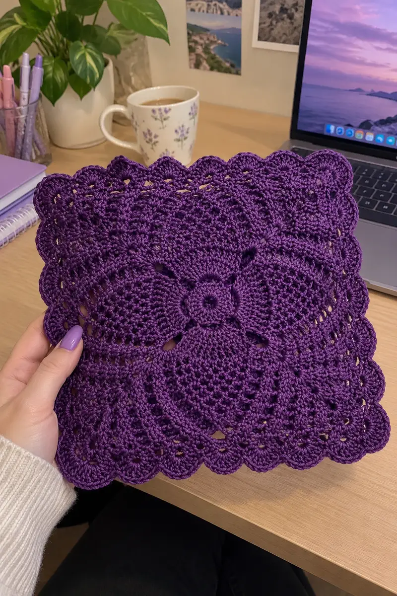 Royal Green Pineapple Lace Blanket Pattern crochet pattern - detailed view of completed project