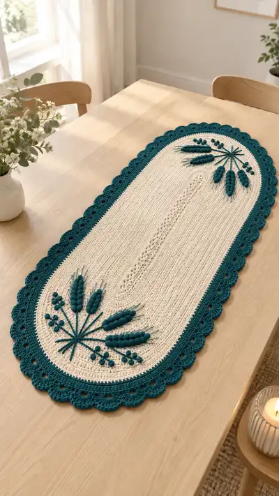 Elegant Oval Table Runner Pattern step 1 - construction progress