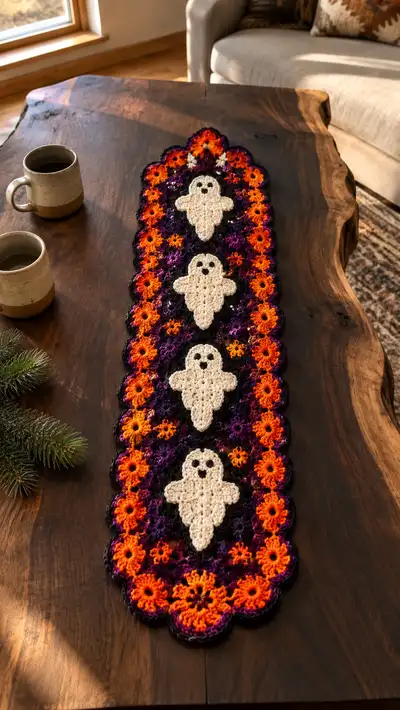 Halloween Ghost Table Runner Pattern step 1 - construction progress