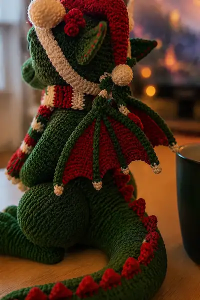 Festive Santa Dragon Amigurumi Pattern step 2 - assembly progress