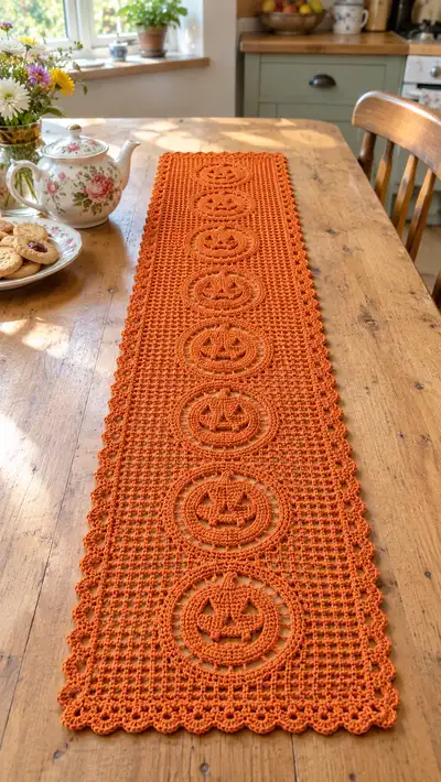 Pumpkin Parade Table Runner Pattern step 1 - construction progress
