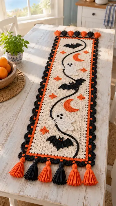 Halloween Table Runner Pattern step 1 - construction progress