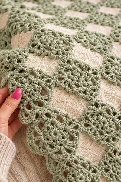 Sage Leaf Crochet Bedspread Pattern step 3 - details and accessories