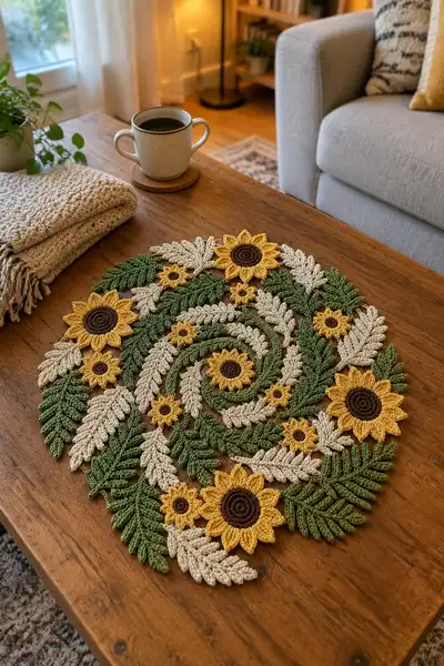 Spiral Sunflower Swirl Table Centerpiece Pattern step 1 - construction progress