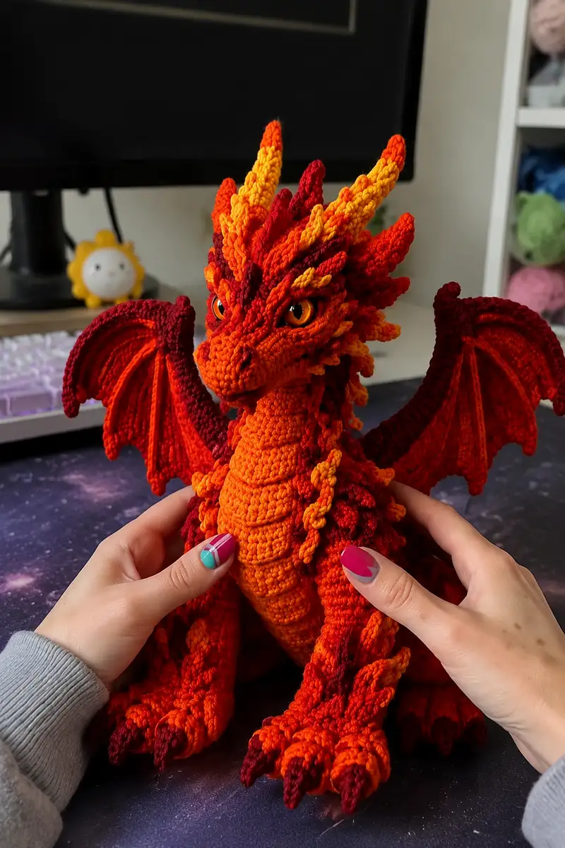 Free crochet pattern: Fiery Dragon Amigurumi Pattern - Advanced level tutorial