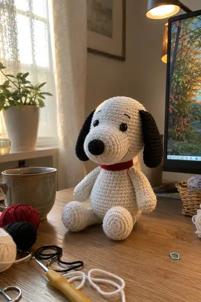 Snoopy Little Friend Amigurumi Pattern step 1 - construction progress