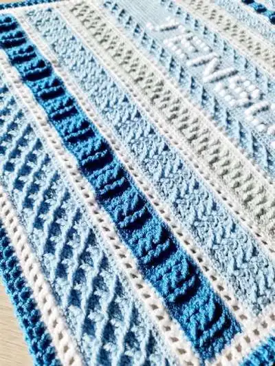 Personalised Post and Bobble Blanket Pattern step 2 - assembly progress