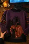 Spooky Cats and Pumpkin Cozy Sweater Pattern step 1 - construction progress