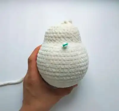 Bunny with Colorful Ears Amigurumi Pattern step 2 - assembly progress