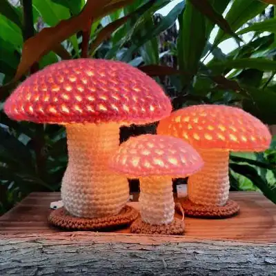 Lighted Mushroom Collection #2 Pattern step 1 - construction progress