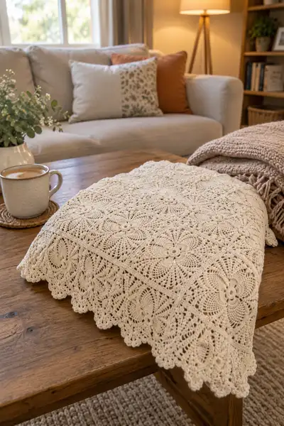 Serene Petal Bedspread Pattern step 2 - assembly progress