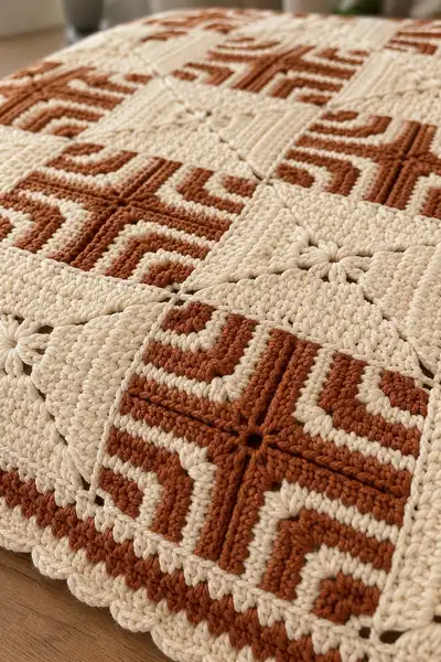 Modern Aztec Bedspread Pattern step 3 - details and accessories