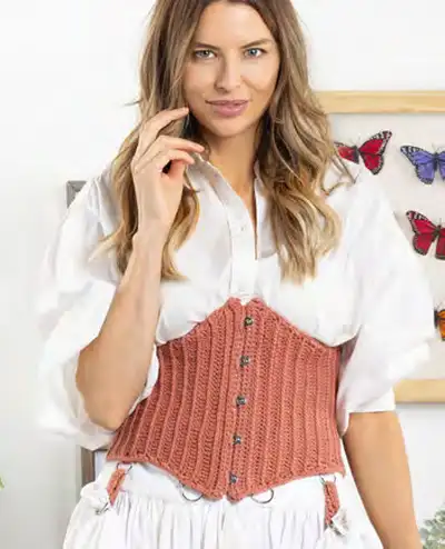 Crochet Corset Belt Pattern step 1 - construction progress