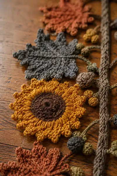 Autumn Maple Leaves and Sunflowers Table Runner Pattern step 2 - assembly progress